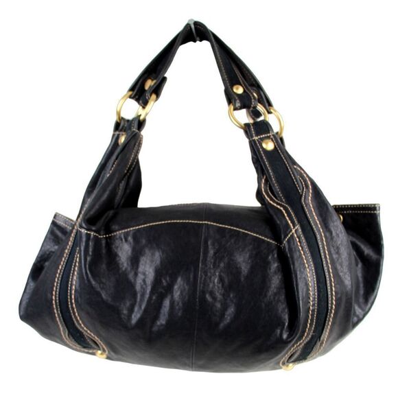 Steven by Steve Madden BLACK GENUINE LEATHER TOTE SHOULDER BAG HANDBAG PURSE - Picture 4 of 14